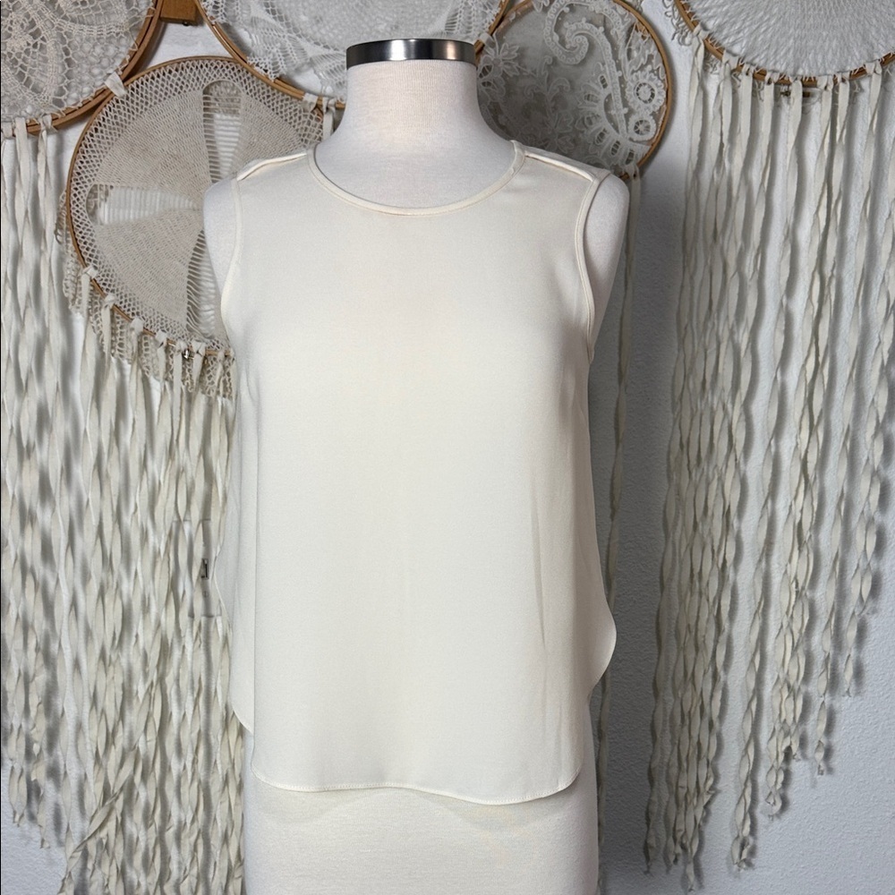 Rag & Bone Side Slit Cream Crewneck Silky Tank Size Small